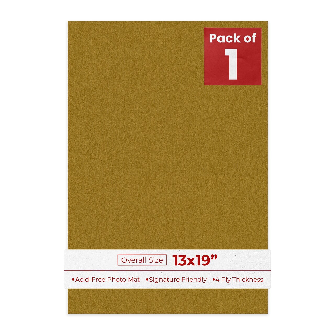 Metallic Gold 13x19 Uncut Mat Board - Blank Sheets, No Opening